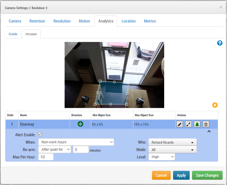 line crossing detection analytics intrusion example camera-settings-size