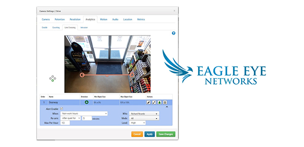 Line Crossing Detection video analytics