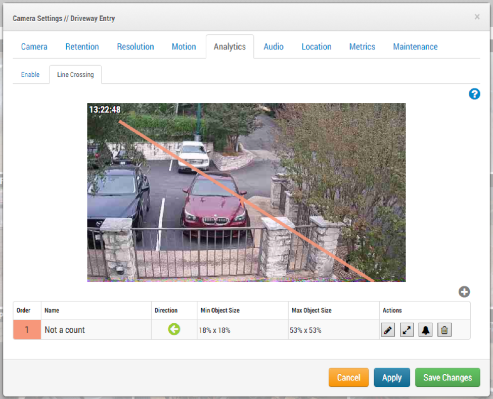 Using Analytics as event-based recording. Object detection is better in this scene because the moving trees and bushes are ignored. Using Analytics as event-based recording. Object detection is better in this scene because the moving trees and bushes are ignored.