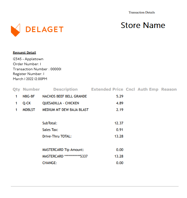 Delaget Delaget Receipt - Delaget