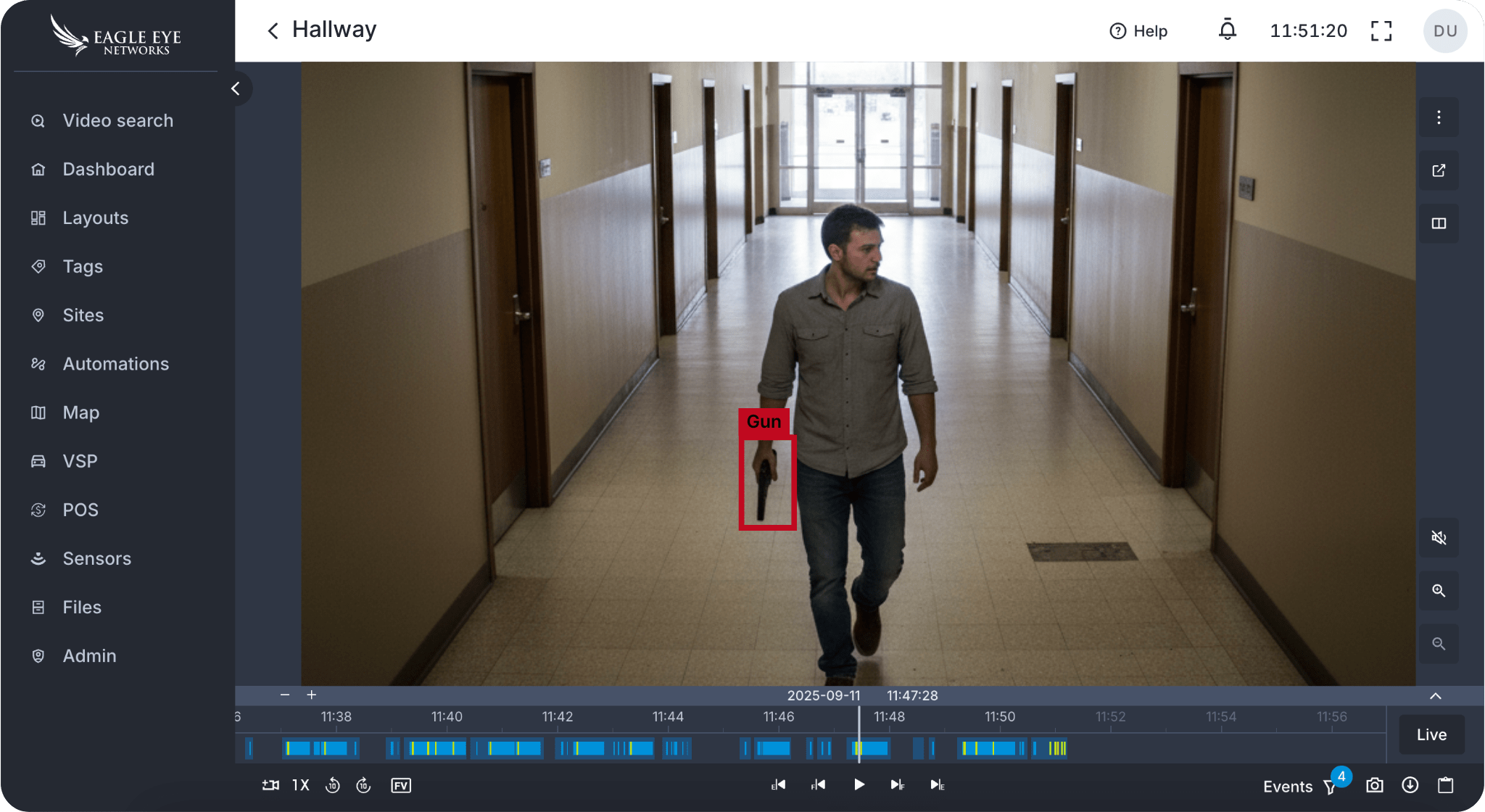 Hallway 2 min - Eagle Eye Networks Gun Detection